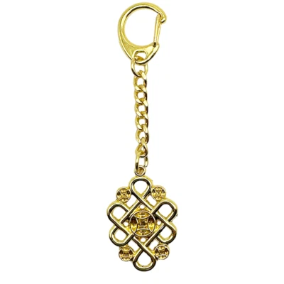 FUNGIFTCORNER Feng Shui Golden Mystic Knot with Symbols of Lucky Coins Feng Shui Keychain