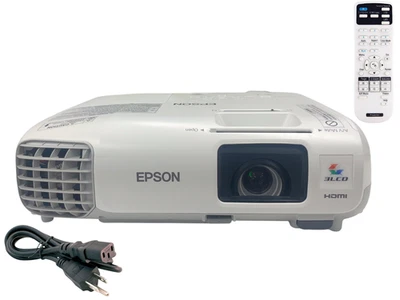 Epson PowerLite 98 H687A 1080i 3LCD 3000 Lumens HDMI Projector w Remote 29 HOURS - Image 1 of 4