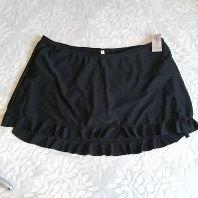 Falda de baño con volantes Catherine's para mujer talla 3X. Negro Foto 1 de 4