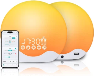 SWNEPOF Sunrise Alarm Clock Wake up Light with App Control, Dual-Sided Light ... - Picture 1 of 12