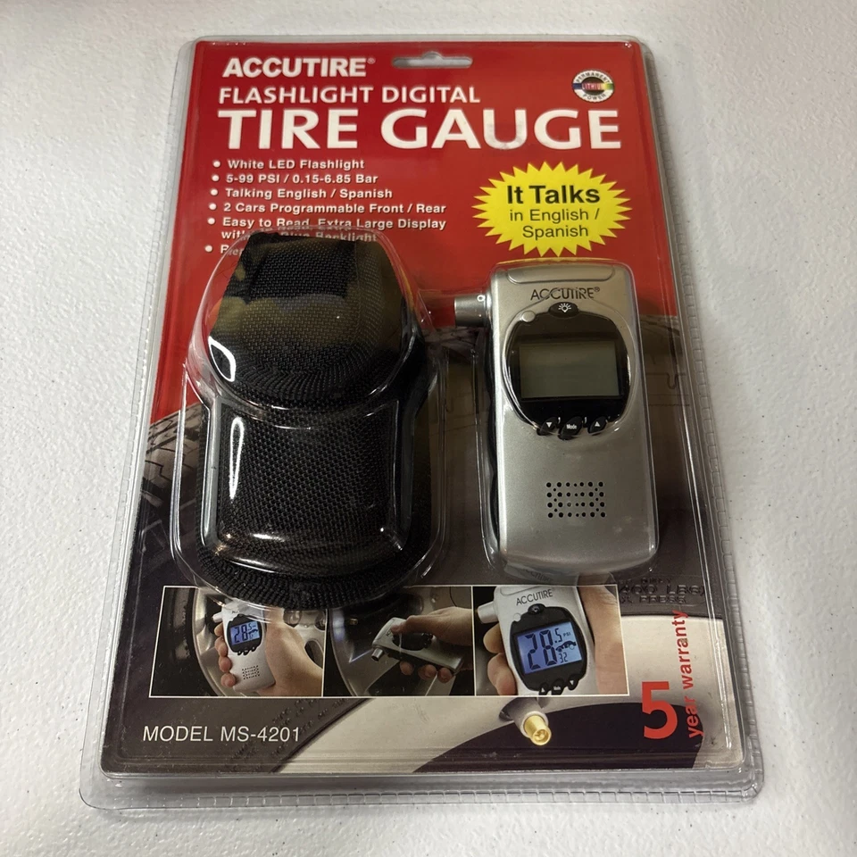 Accutire Talking Digital Tire Gage Flashlight English/Spanish MS-4201 Brand New - Image 1 of 4