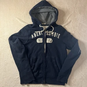 Abercrombie & Fitch Jacke Herren Large Hoodie Sweatshirt Muscle Zip Distressed - Bild 1 von 9