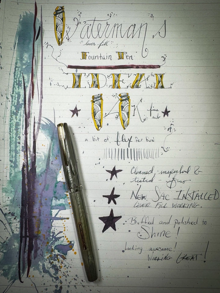 Pluma Estilográfica Waterman's Ideal Vintage ~ Seafoam Dream ~ 14k Semi Flex ~ Restaurada Foto 1 de 4