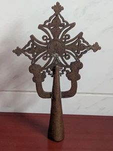 Antique Processional Cross Made From Copper Ethiopian Orthodox Coptic Church - Picture 1 of 12