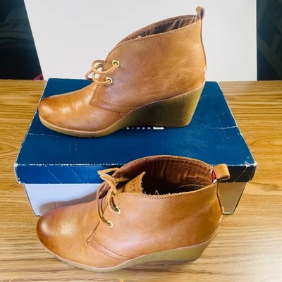 Botín de cuña Sperry para mujer Harlow de cuero coñac con cordones talla 9,5 M con caja Foto 1 de 4