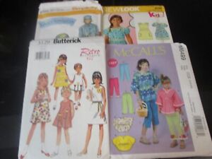 UNCUT LOT of 4 SEWING PATTERNS_ GIRLS DRESSES COATS OUTFITS and RETRO