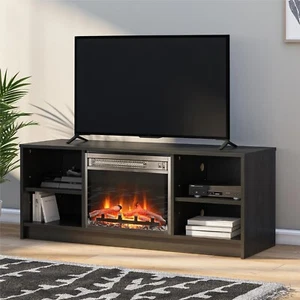 NEW Mainstays Fireplace TV Stand, for TVs up to 55", Black Oak - Picture 1 of 12