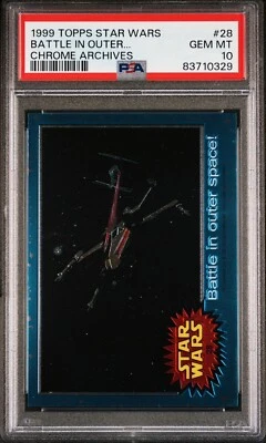 1999 TOPPS CHROME STAR WARS ARCHIVES #28 BATTLE IN OUTER SPACE PSA 10 **Pop 2** - Image 1 of 4