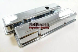 Chevy Small Block SBC Chrome Steel Tall Valve Cover without / No Baffled 283 350 - Picture 1 of 2