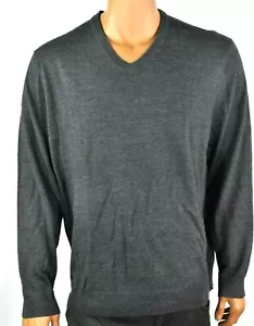 Club Room Mens Sweater New M Solid Gray V-Neck Merino Wool Long Sleeve Soft - Picture 1 of 3