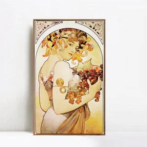 Framed Canvas Giclee Print Fruit by Alphonse Mucha Wall Art Home Decor - Picture 1 of 17