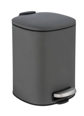 WENKO Mülleimer 5L Abfall Tret Eimer Kosmetik Müll Eimer Soft Close Alassio Grau - Bild 1 von 4