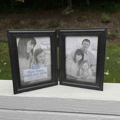 MOMENTOS ESPECIALES PLÁSTICO DOBLE PLIEGUE MARCO DE VIDRIO SOSTIENE (2) FOTOS 5" X 3.5" Foto 1 de 4