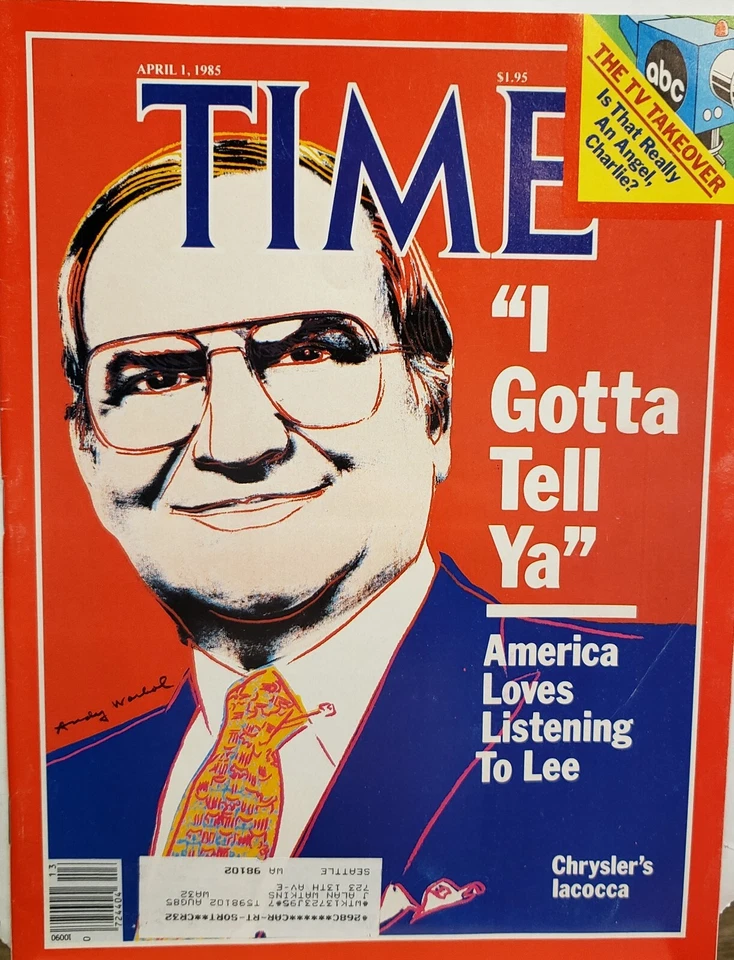 Time Magazine April 1, 1985 Chrysler's Lacocca Andy Warhol Cover Near Mint - Image 1 of 1
