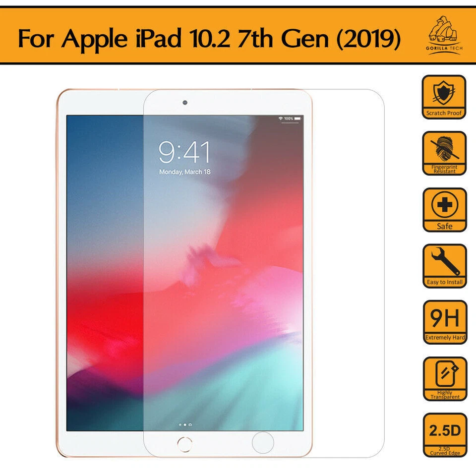 New iPad 10.2 7th Gen Genuine Gorilla Tempered Glass Shield Screen Protector - Image 1 of 4