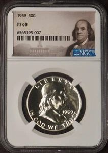 1959 Franklin Silver Half Dollar - NGC PF68 - Franklin Label - ✪COINGIANTS✪ - Picture 1 of 2
