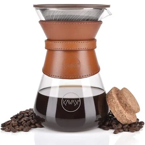 Pour Over Coffee Maker Set with Double-Layer Stainless Steel Filter Coffee Dr... - Picture 1 of 8