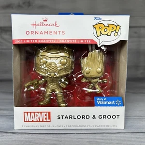 Funko Pop! StarLord & Groot Ornament 2022 Hallmark Gold Chase Walmart Exclusive - Picture 1 of 6