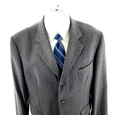 Alexandre London Savile Row Wool 3 Button Suit Jacket 42R Gray Striped - Image 1 of 4