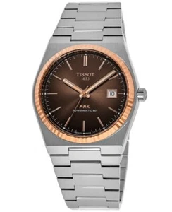 New Tissot PRX Powermatic 80 Brown Dial 18K Men's Watch T931.407.41.291.00 - Picture 1 of 3