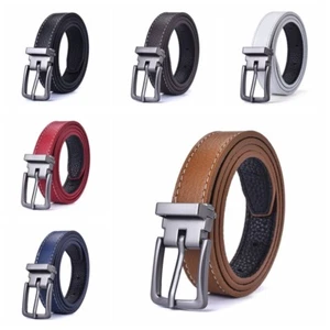 Kids Boys Girls Casual Faux Leather Wedding Belt 23mm Wide with Black Buckle - Picture 1 of 16