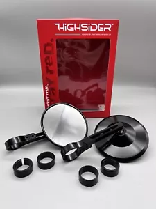 Highsider handlebar end mirror MONTANA 2 2 piece round aluminium black E-tested 301-032 - Picture 1 of 11