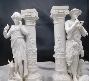 Pair Vintage designer style Royal Dux lamp bases or statues shepard & shepardess - Picture 1 of 12
