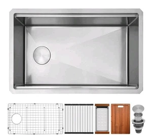 Lonsince Undermount Kitchen Sink,16 gauge Stainless Steel Workstation Sink 33x18 - Picture 1 of 4
