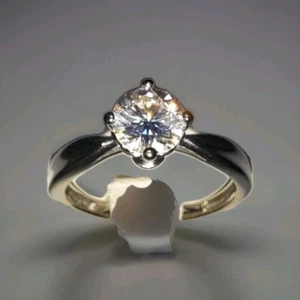 14k Solid White Gold 1CT Round Cut Moissanite Engagement Ring Size 9  3.18 Grams - Picture 1 of 23