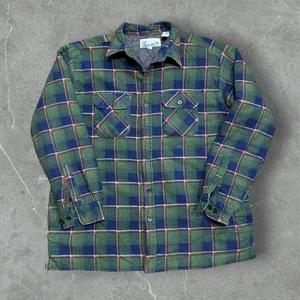 Holzfäller Vintage 80er Stepp gefütterte Flanell Jacke grün marine Herren Gr. XL - Bild 1 von 10