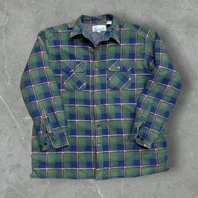 Chaqueta de franela forrada con edredón Lumber Jack vintage años 80 verde marino para hombre talla XL Foto 1 de 4