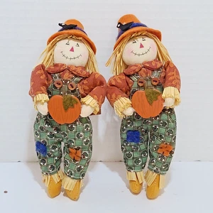 Pair Scarecrow Napkin Rings Fall Thanksgiving Decor Soft Doll Autumn (2) - Picture 1 of 14
