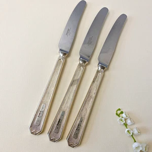 Walker & Hall Sheffield Knives Set of 3 EPNS 22cm Monogram "E" Art Deco Style - Picture 1 of 10