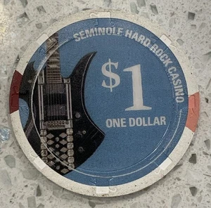 Seminole Hard Rock Casino $1 ficha Hollywood Florida FL H&C - Imagen 1 de 3