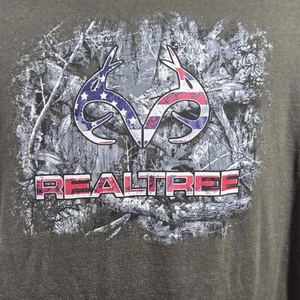 Real Tree T-Shirt Herren 2XL Grün Amerikanische Flagge Grafikdruck Kurzarm - Bild 1 von 11