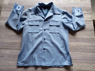 Vintage 70s HABAND Paterson NJ Blue Button-Down Shirt Disco Large? - Image 1 of 4