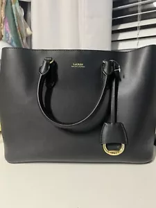 Cartera de cuero Lauren Ralph Lauren Dryden Marcy, negra/roja, nueva con etiquetas - Imagen 1 de 13