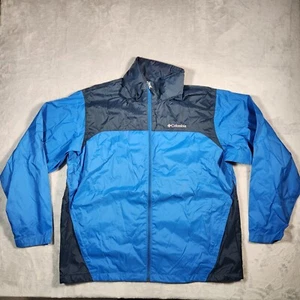 Columbia Jacket Mens XL Blue Rain Shell Windbreaker Packable Gorpcore Hood Nylon - Picture 1 of 11