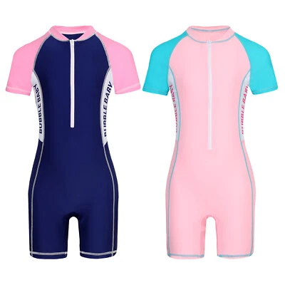 Traje de baño de una pieza para niñas Traje de baño Bloque de color Traje de neopreno Parque acuático Traje de baño Foto 1 de 4