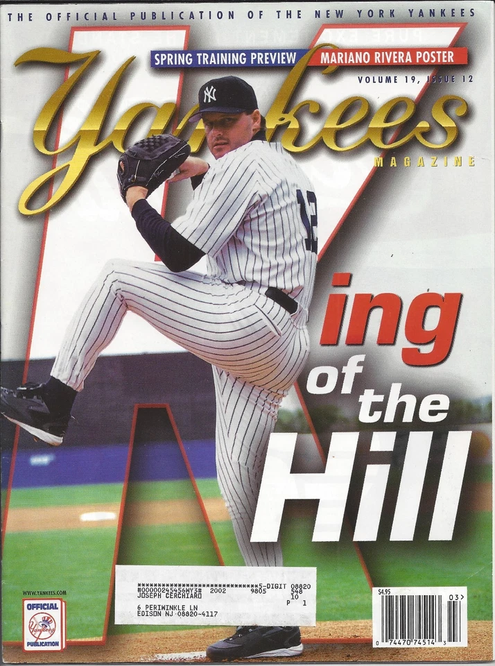 Cartel extraíble de Mariano Rivera de la revista New York Yankees 1998 de Roger Clemens Foto 1 de 1
