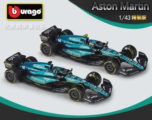 Bburago 1:43 2023 F1 Formula Aston Martin AMR23 auto da corsa Deluxe passeggiata Alonso - Foto 1 di 10