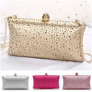 Damen Kristall Abend Clutch Geldbörse Strass Hochzeit Party Handtasche Schultertasche - Bild 1 von 42