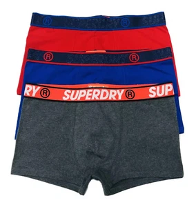 Superdry Men's Organic Cotton Trunk Double Pack In Red/Blue/Grey - Picture 1 of 7