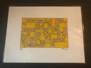 Impresión original de acuarela J.Bair "células amarillas" - Imagen 1 de 1