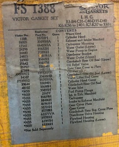 2 X HEAD GASKET SET FS1388 VICTOR FOR IHC INTERNATIONAL B3-B4-C35-K6-KS6-K7-KS7 - Picture 1 of 8
