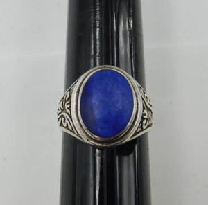 Men's Sterling Silver Ring with Lapis Luzuli Stone ~ Size 11.25 - Picture 1 of 6