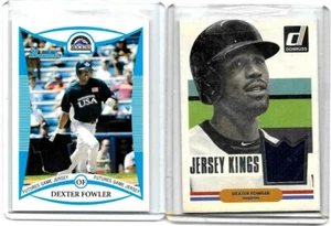 DEXTER FOWLER LOT: 2018 BOWMAN USA ROOKIE GAME USED JERSEY+DONRUSS JERSEY - Picture 1 of 2
