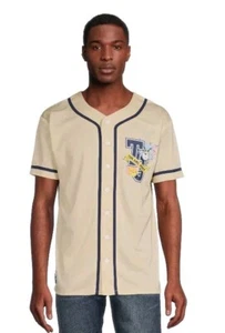 Tom & Jerry Men's Baseball Jersey Graphic Logo Short Sleeve Size XL Beige - Picture 1 of 4