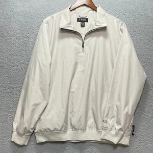 IZOD Golf Jacket 1/4 Zip Beige Long Sleeve Pullover Men Large Lightweight Casual - Picture 1 of 8