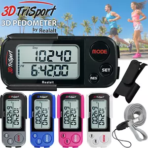 3DTriSport Supreme Quality Walking 3D Pedometer by Realalt with Clip and Strap - Picture 1 of 46